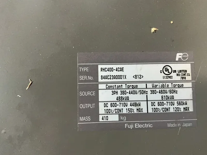 FUJI ELECTRIC PWM CONVERTER   -  RHC400-4CAE