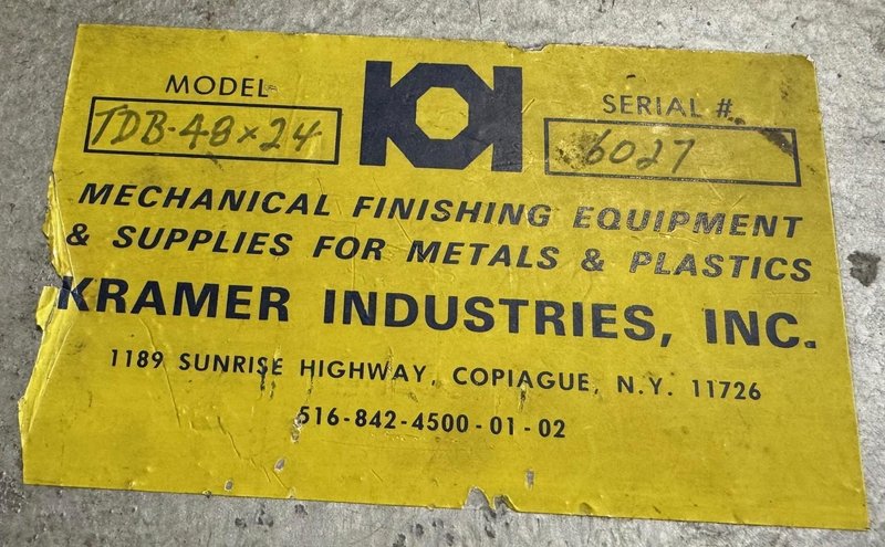 Kramer Blast Cabinet TDB-48x24, Two Glove, Dust Collector/Reclaimer