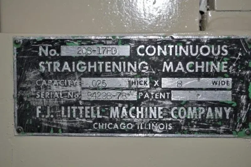 LITTELL 8&quot; W X .025&quot; STOCK STRAIGHTNER, S/N 84298-7 STOCK# 13094J