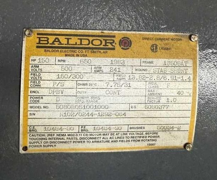 Motor, 150 HP DC, Baldor