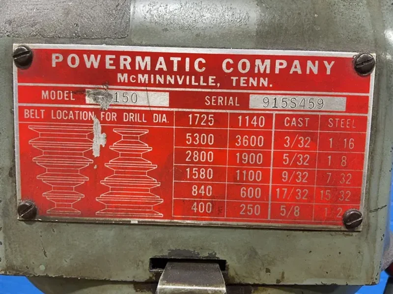 POWERMATIC 12” X 18” DRILL PRESS   -  150