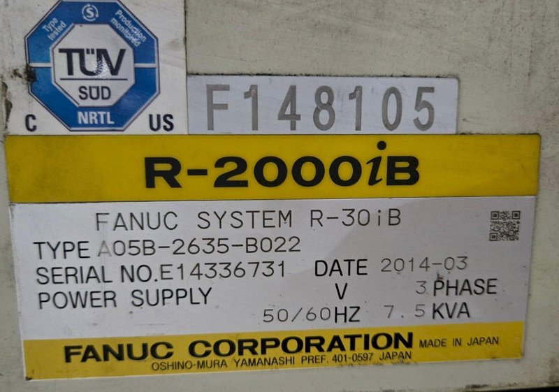 FANUC R-2000IB/210F + R30IB ROBOT ARM AND CONTROL CABINET – NO PENDANT USED