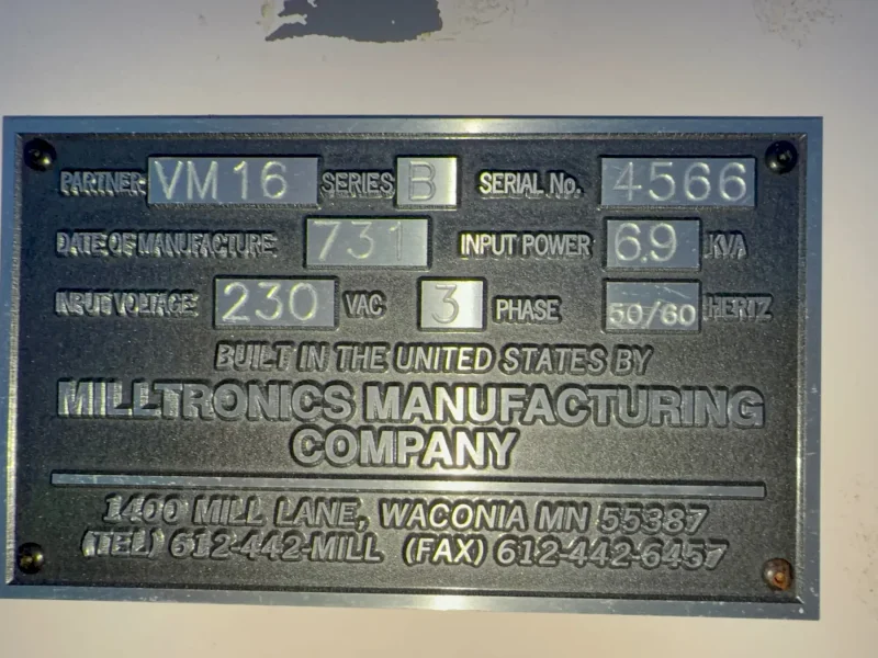 MILLTRONICS 12” X 40” CNC VMC  -  VM16