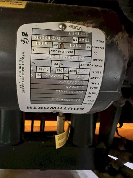 3500 LB X 60" X 36" SOUTHWORTH MODEL #4428610 HYDRAULIC SCISSOR LIFT TABLE WITH ROLLER TOP: STOCK #20933