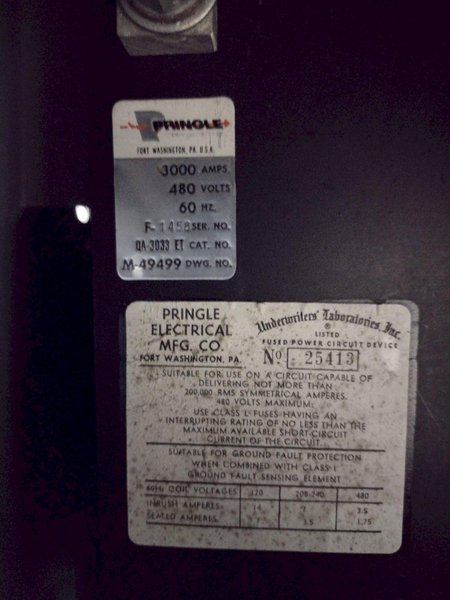 3000 AMP CUTLER-HAMMER ELECTRIC SWITCHBOARD PANEL: STOCK #18729