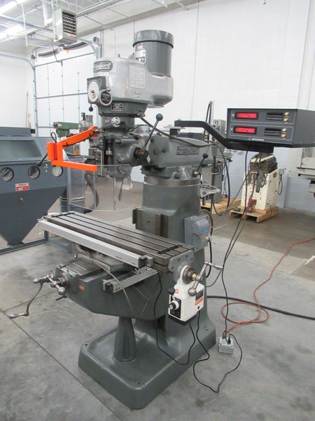 Bridgeport 2J Vertical Knee Mill, Mitutoyo 2-Axis DRO, Quill Scale, Power Table Feed