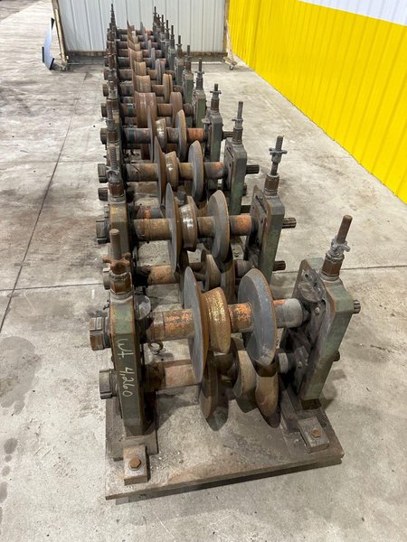 12 STAND X 3&quot; ARBOR X 20&quot; ROLLSPACE ASC RAFTED ROLLFORMER STANDS ON 3 BASES: STOCK #19936