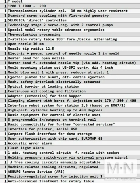 100 TON 3.4 OZ ARBURG MODEL 1200T-1000-290 VERTICAL CLAMP  INJECTION MOLDING MACHINE MFG 2022 * LOW HOURS