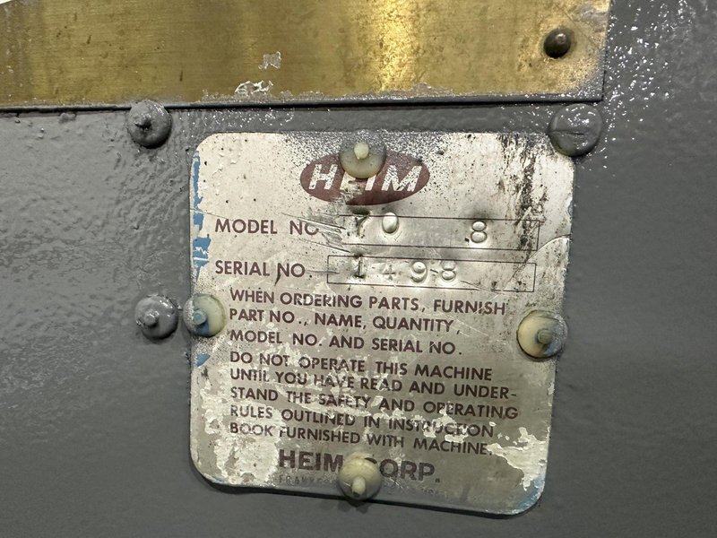 70 TON X 8' HEIM MECHANICAL PRESS BRAKE MODEL 70-8: STOCK #77416