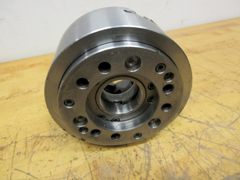 Kitagawa B-206 Open Center 6", 3-Jaw Power Chuck (Flatback), with A2-5 Mounting Adapter- Auction Item