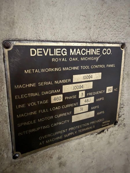 4" DEVLIEG 4K-96 HORIZONTAL BORING MILL. STOCK # 0113826