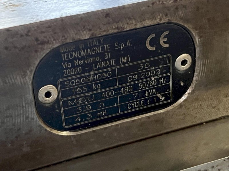 Tecnomagnete SQ506HD50 CNC Permanent Electromagnetic Chuck 500mm x 620mm | 40 Poles | Chuck Only