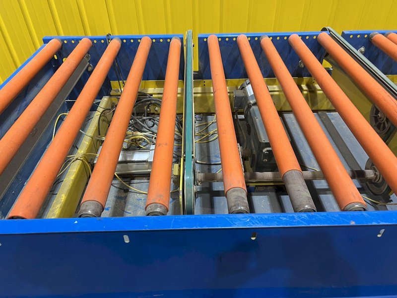 120&quot; X 44&quot; LEWCO POWERED ROLLER CONVEYOR WITH PNEUMATIC TRANSFERS: STOCK #19830