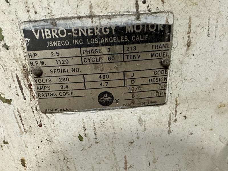 4 CUBIC FT SWECO MODEL FPD4LP, VIBRATORY PARTS FINISHER: STOCK #77372