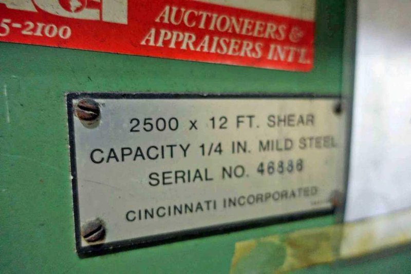 0.250" x 12' Cincinnati Power Squaring Shear STOCK# 4314