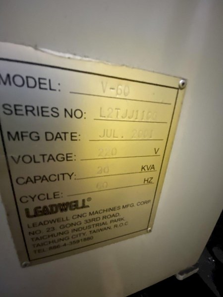 LEADWELL MODEL #V-60 CNC VERTICAL MACHINING CENTER: STOCK #19427