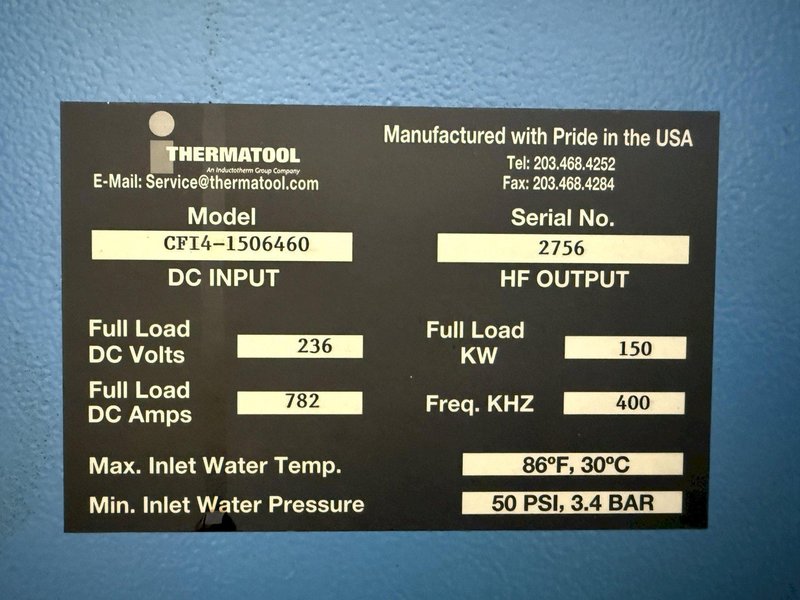 150 KW THERMATOOL MODEL #CF14-1506460 SOLID STATE HF WELDER SYSTEM, THERMAVIEW CONTROLS: YOBRO #24318