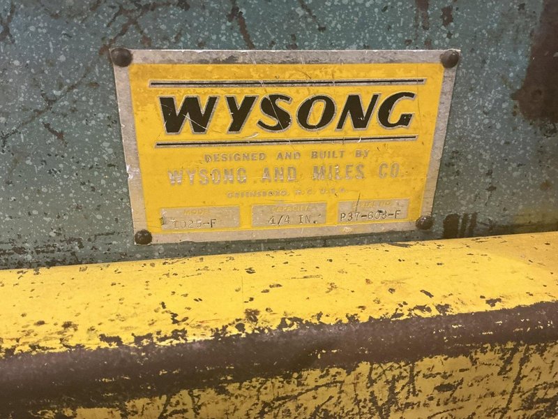 10' X 1/4" WYSONG MODEL #1025-F MECHANICAL POWER SQUARING SHEAR: YOBRO #25202