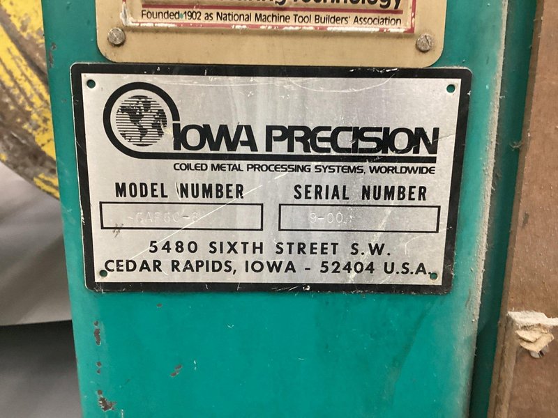 60” IOWA MODEL #GAF60-6 COIL SLEAR LINE WITH PUNCHES: YOBRO #24552