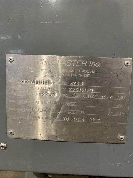 CHIP BLASTER VEGA1000 HIGH PRESSURE COOLANT SYSTEM. STOCK # 1271523.
