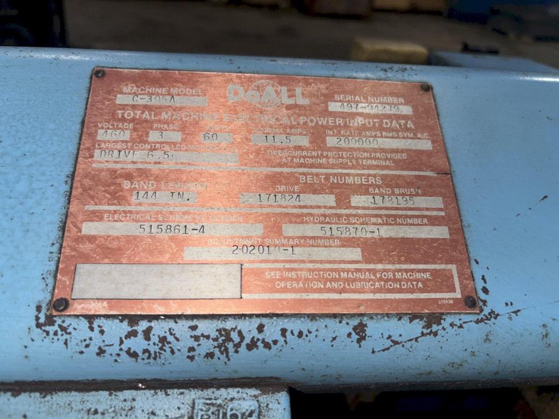 12&quot; X 12&quot;  DOALL MODEL #C-305A FULLY AUTOMATIC HORIZONTAL BANDSAW: YOBRO #23988