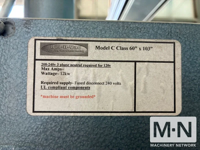 53" X 103" BEL-O-VAC MODEL BV C-CLASS VACUUM FORMER MFG 2017