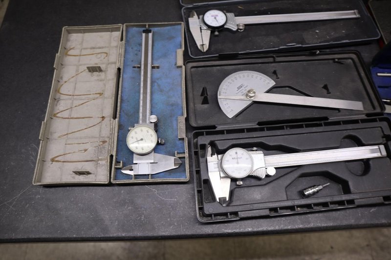 Assorted Inspection Tools, Dial Calipers, Dial Indicator, Depth Micrometer, 1" Micrometer, Bore Micrometer- Auction Item