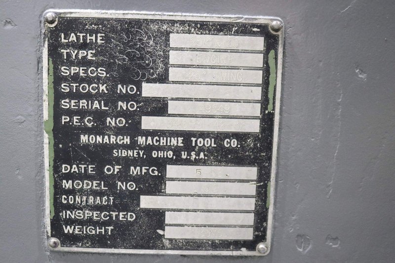25&quot; X 120&quot; MONARCH ENGINE LATHE: STOCK #72620