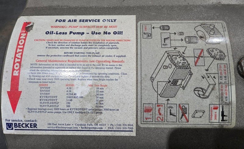 BECKER 2263696 VT 4.16 VACUUM PUMP USED