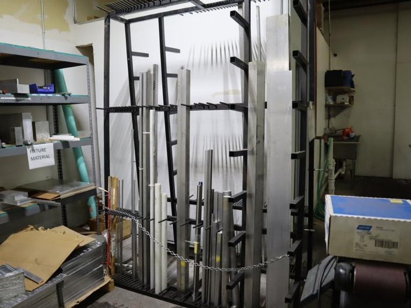 Vertical Metal Material Rack with Contents - Auction Item