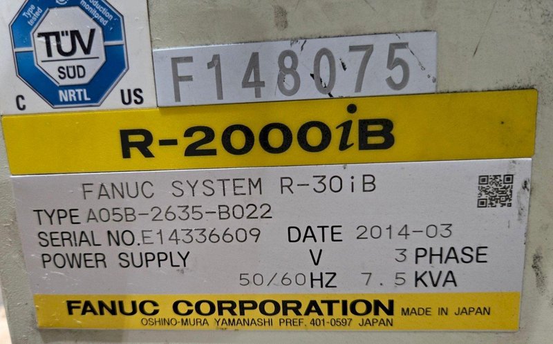 FANUC R-2000IB/210F + R30IB ROBOT ARM AND CONTROL CABINET USED