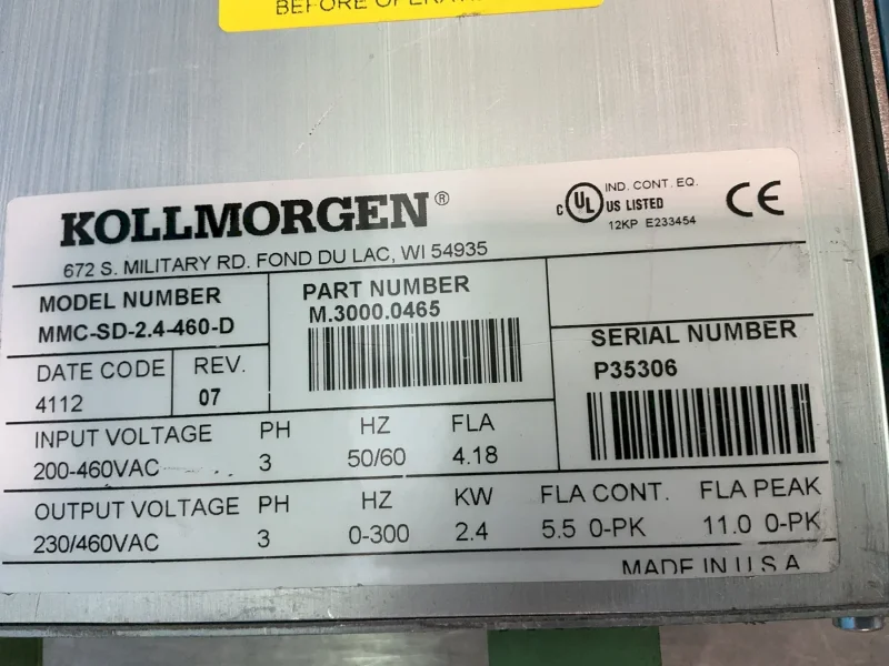 KOLLMORGEN SERVO DRIVE   -  MMC-SD-2.4-460-D