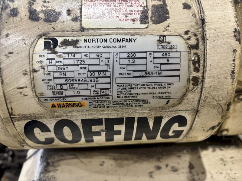 5 TON COFFING ELECTRIC CHAIN HOIST WITH POWERED TROLLEY: STOCK #22809