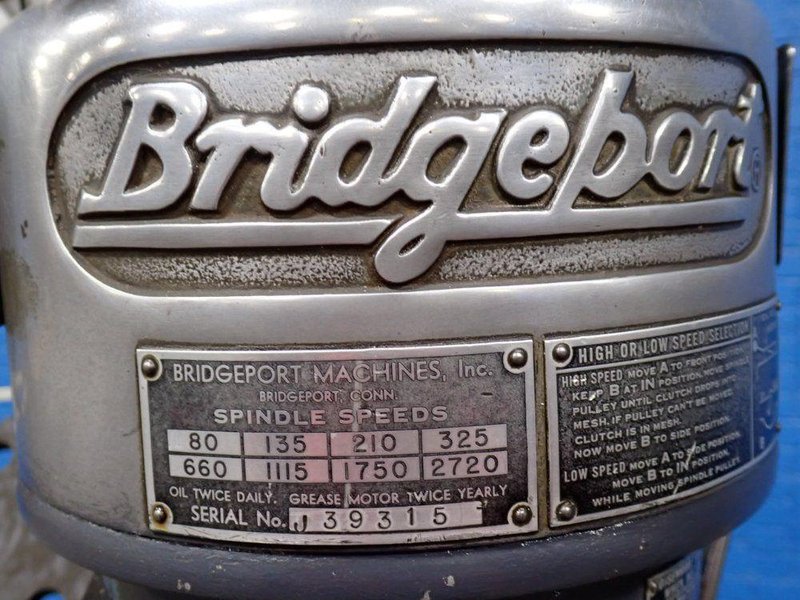 BRIDGEPORT MACHINE 9"X 42" VERTICAL MILL