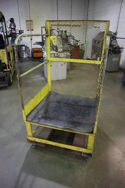 Man-Lift Cage for Forklift, Fork Slots, Portable On Casters- Auction Item