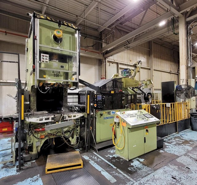 220 TON AIDA #NCI-200(2) PRESS LINE, COMPLETE WITH CWP SPACE-SAVER COIL FEED LINE: STOCK #22209