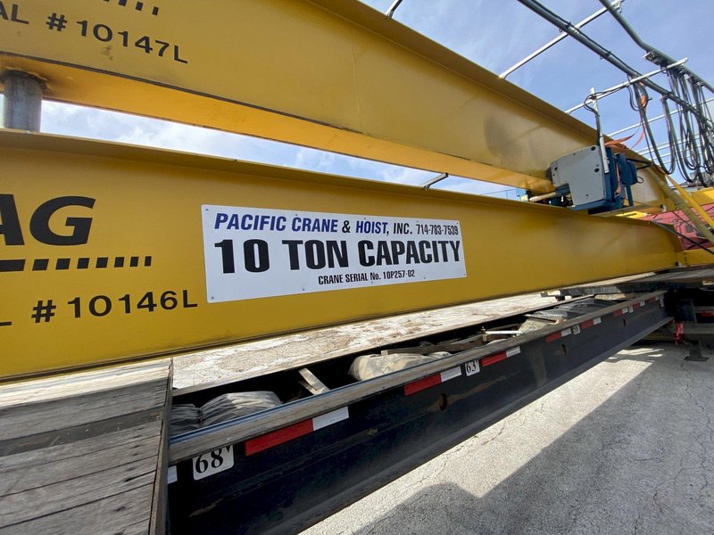 10 TON X 67'-4" SPAN DEMAG TOP RUNNING SINGLE GIRDER BRIDGE CRANE: STOCK #18204