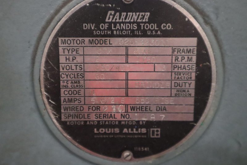 Gardner 1015 No. 1-1/2  Surface Grinder with Walker Ceramax 10" x 15" Magnetic Chuck, Acu-RIte Qwikcount 2-Axis (Y &amp; Z) DRO and Coolant Tank &amp; Pump- Auction Item