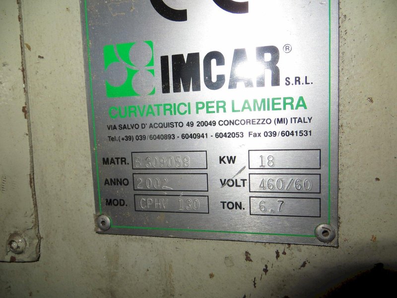 5/8" x 5" x 5" Imcar Angle Bending Roll Model CPHV 130