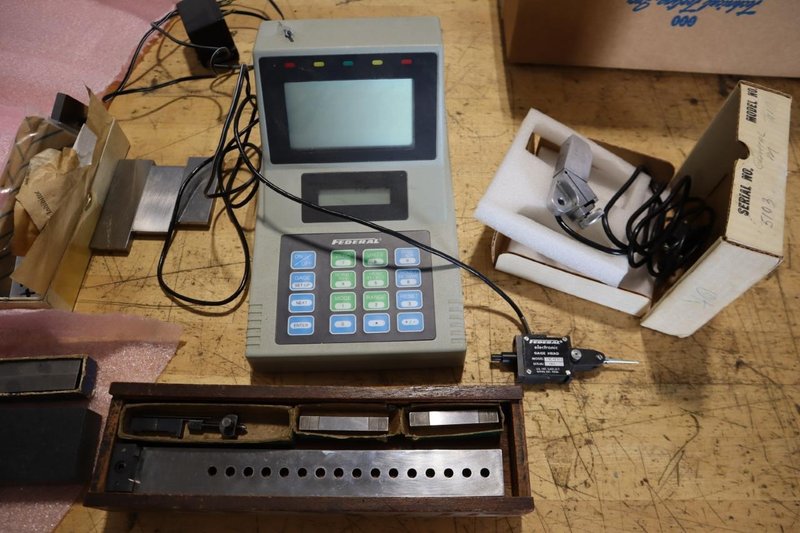 Federal 832 Electronic Gage Amplifier, Federal EHE-2048 Electronic Gage HEad, Assorted Gage Blocks- Auction Item