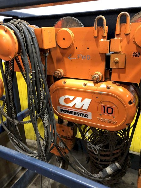10 TON CM MODEL #POWERSTAR-7201 ELECTRIC CHAIN HOIST WITH POWER TROLLEY: STOCK #18368