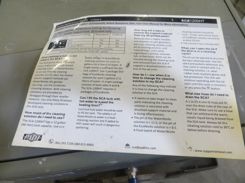 Support Cleaning Apparatus Model SCA-1200HT On Portable Cart- Auction Item