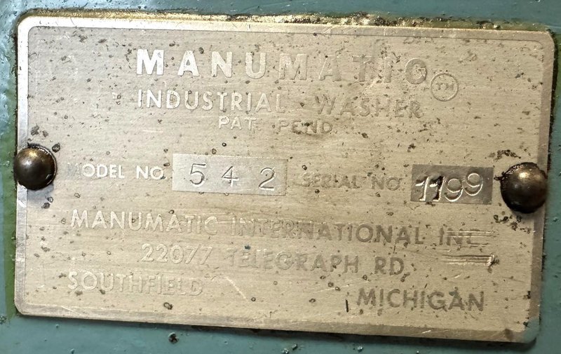 Manumatic Rotary Parts Washer Model 542,  Thru-Feed, 1 Phase