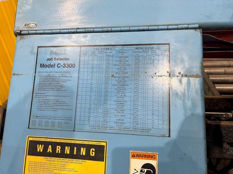 13&quot; X 13&quot; DOALL MODEL #C-3300NC FULLY AUTOMATIC HORIZONTAL BANDSAW: YOBRO #24442