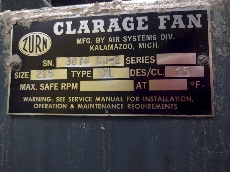 15 HP CLARAGE FAN MODEL XL MOTORIZED BLOWER: STOCK 18486
