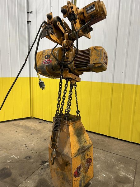10,000 LB (5 TON) HARRINGTON MOTORIZED CHAIN HOIST W/ POWER TROLLEY: STOCK #19954