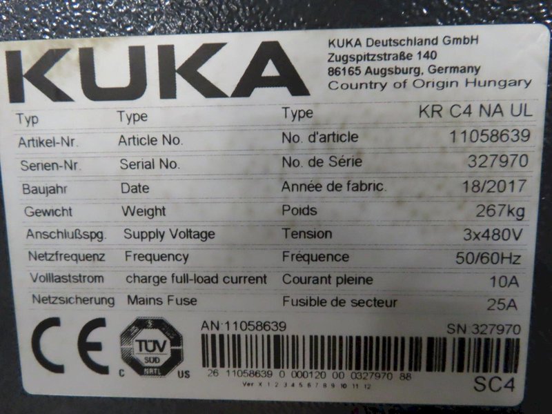 Kuka KRC4 NA UL Control Unit for Kuka KR30-3 Robot, Portable- Auction Item