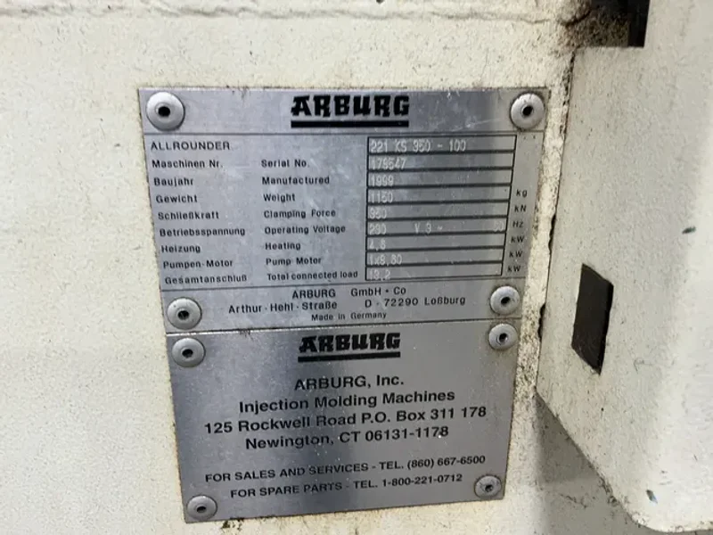 ARBURG 16 KW ALLROUNDER HYDRAULIC INJECTION MOLDER  -  221 KS 350-100