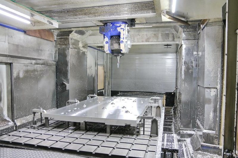 Droop + Rein TFS 22-40 DT D40 P CNC 5-Axis Planer Type Milling Machine, 2007 – Dual Chip Conveyors, Through Spindle Coolant, Probe, Rotary Table