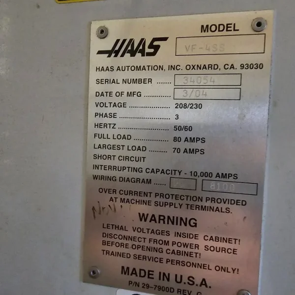 2004 HAAS VF-4SS | Machining Centers, Vertical